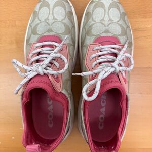 Coach Signature Logo Sneakers | Pink & Beige | Casual Athleisure
